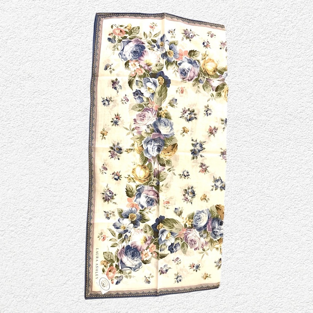 Laura Ashley Floral Handkerchief - New Blue and Multicolor Bandana Square - Picture 2 of 10